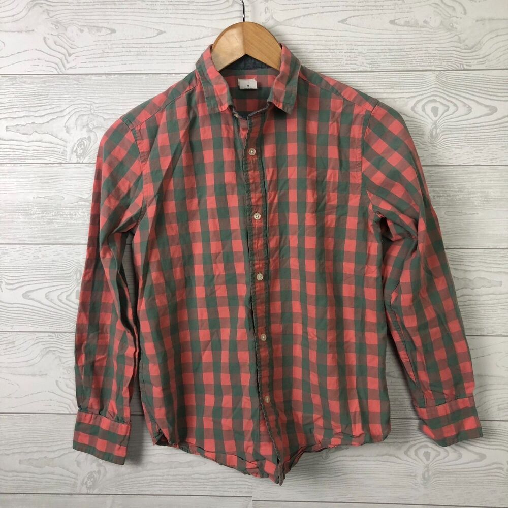 J Crew Crewcuts Boys Size 12 Gingham Button Front Shirt 100% Cotton Youth Kids